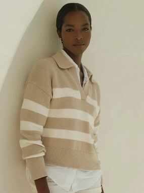 Velvet | Lucie Stripe Jumper | Cotton Cashmere | Fits up to M